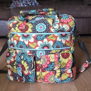 Vera Bradley Yellow and Blue Travel Bag with Whimsical Print